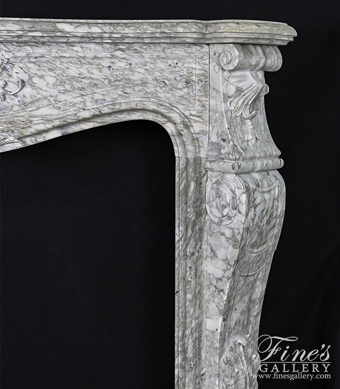 Marble Fireplaces  - Louis XVII French Style Marble Fireplace Mantel In Arabascato Marble - MFP-2522